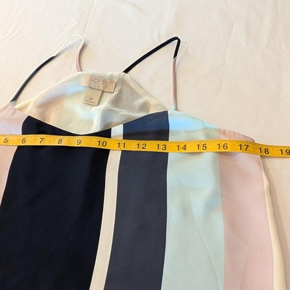 LOFT Petite Colorblock Cami SP Striped Sleeveless Blouse Adjustable Strap - Picture 3 of 4